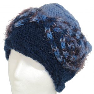 Too blue sparkle cable hand knit hat