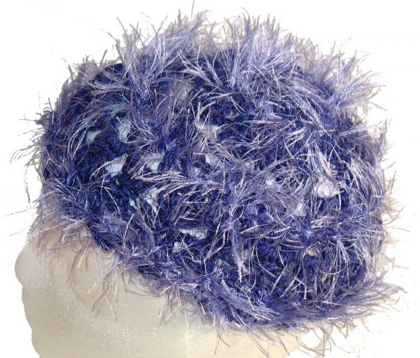 Purple Fuzzy Crochet Beanie Hat