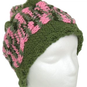 Green Hat with pink/green cable